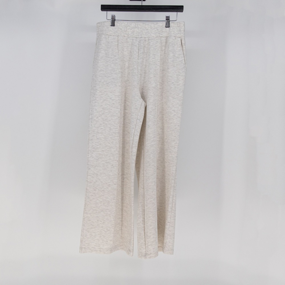 NEW Varley Women's The Wide Leg Knit Stretch Sweat Pants 28" Ivory Marl Large